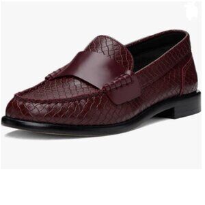 YDN Burgundy Versatile Closed Round Toe Loafers Flats Slip On Low Heels Pumps